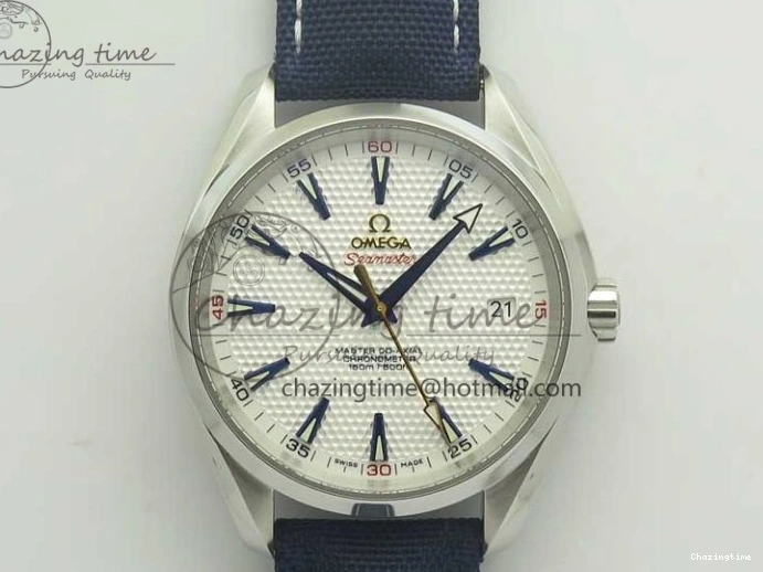 0426 EasyCare Aqua Terra Master Ryder Cup Edition VSF 1:1 Best Edition White Textured Dial on Blue Nylon Strap A8500 Super Clone 8016